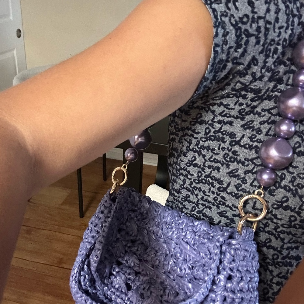 Elegant Lavender Woven Shoulder Bag